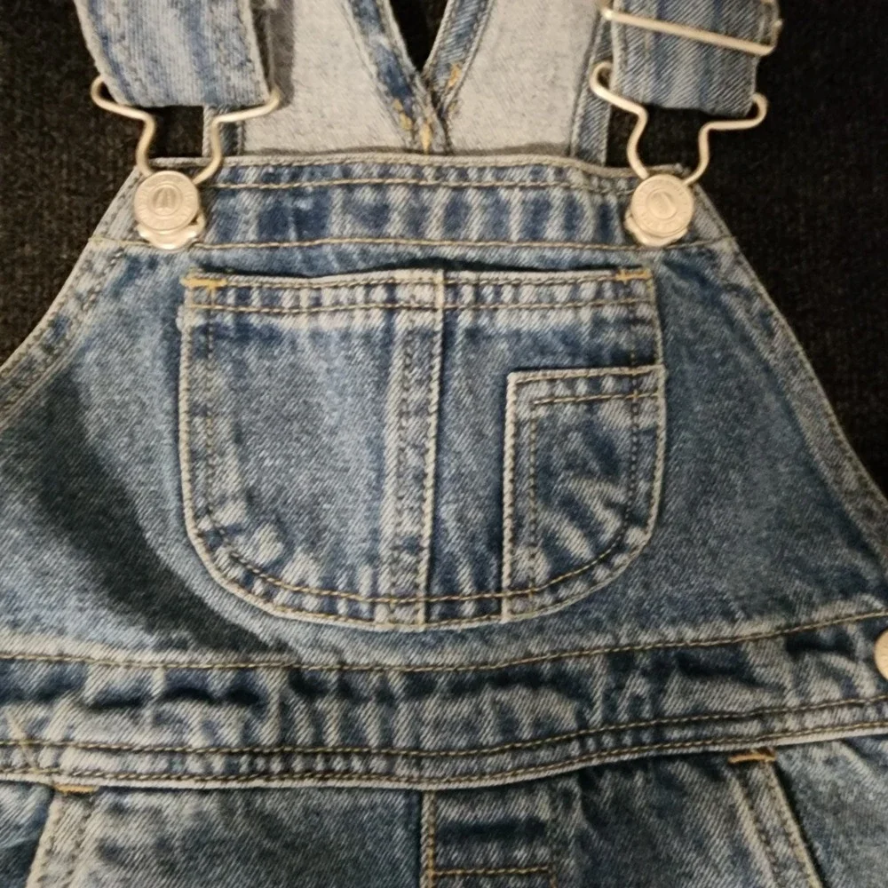 Vtg Pine Peak Blues By Nordstrom‎ Kids Sz 2 Jean Overall Shorts Snap Opening